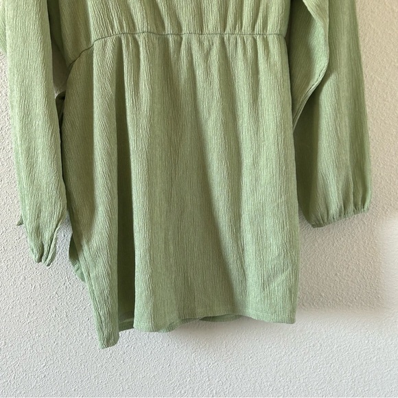 ASOS Women’s Dress Sz 12 Light Green Drop Shoulder Long Sleeve Faux Wrap Front - Picture 7 of 10